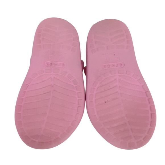 Crocs Kids Sandals Girls 7 Cross Strap Heart Charm Sandal Pink Water Shoes - Picture 6 of 7